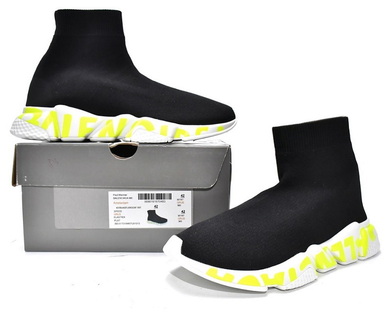 Balenciaga Speed Trainer Graffiti &Quot;Black Fluo Green&Quot;