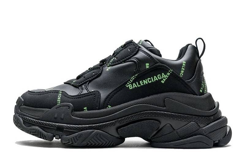 Balenciaga Triple S Allover Logo "Black Green"