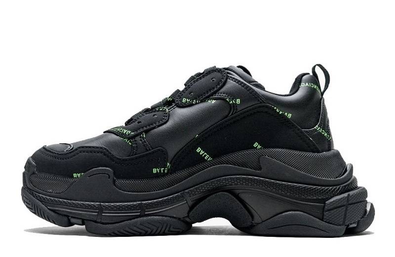 Balenciaga Triple S Allover Logo &Quot;Black Green&Quot;