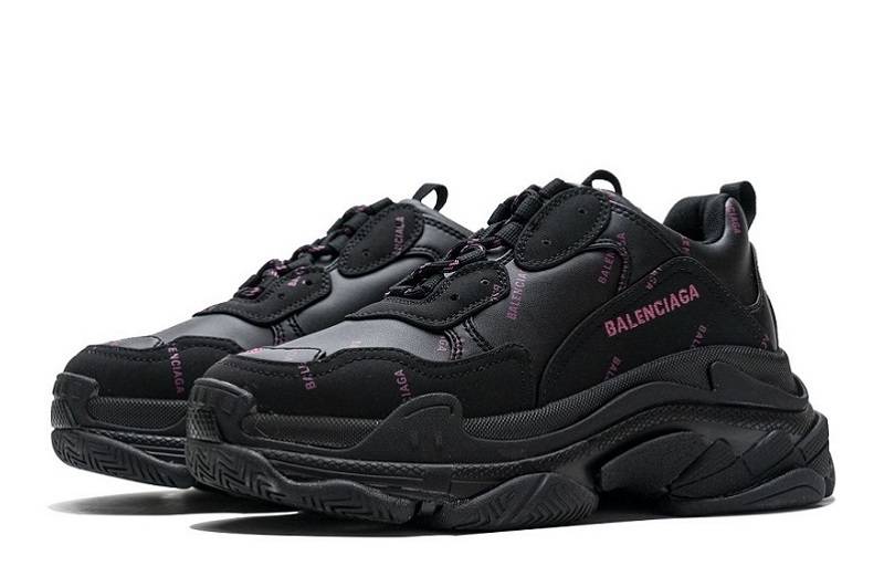 Balenciaga Triple S Allover Logo &Quot;Letter Black Pink&Quot;