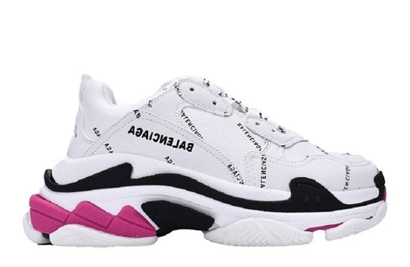 Balenciaga Triple S &Quot;Letter White Rose Red&Quot;