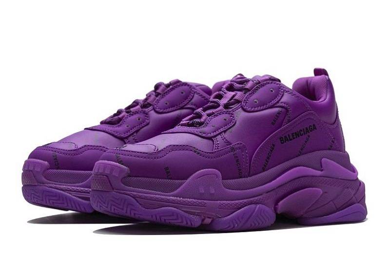 Balenciaga Triple S Allover Logo &Quot;Letter Plum Red&Quot;