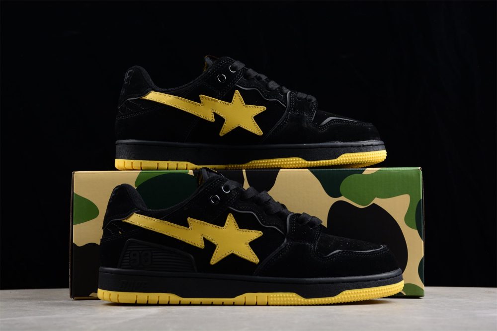 Bape Sta Low-Top Sneakers In Black And Yellow