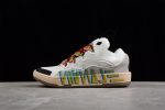 White Low Top Sneakers with Multicolor Laces