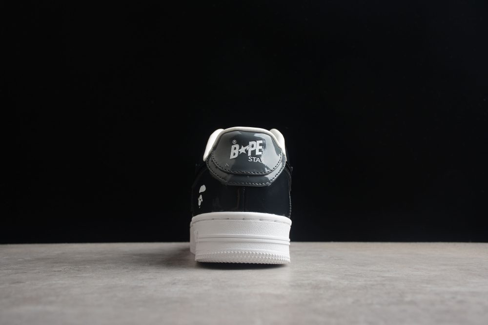 Bape Sta Black Patent Leather Low-Top Sneakers