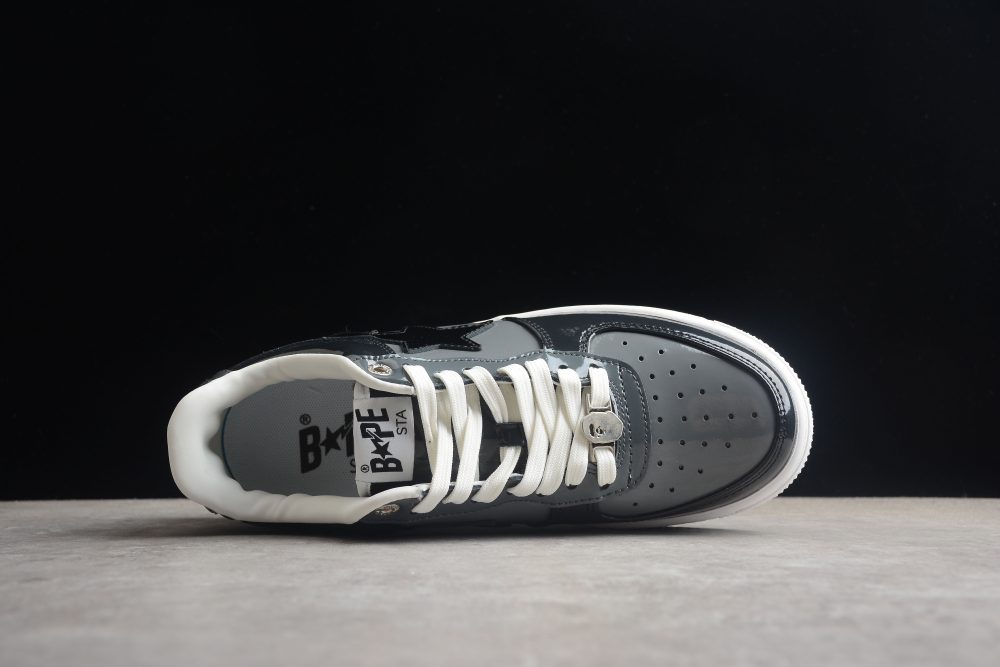 Bape Sta Black Patent Leather Low-Top Sneakers