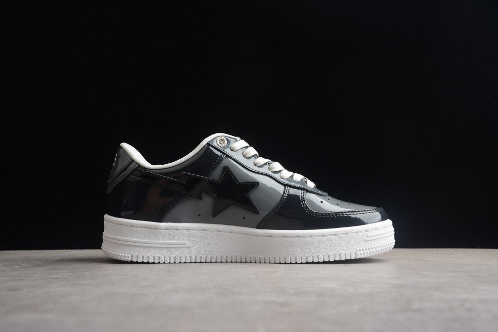 Bape Sta Black Patent Leather Low-Top Sneakers