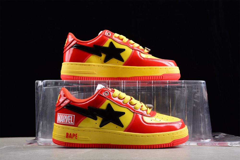 Bape Sta Low-Top Sneakers In Red And Yellow Iron Man Edition