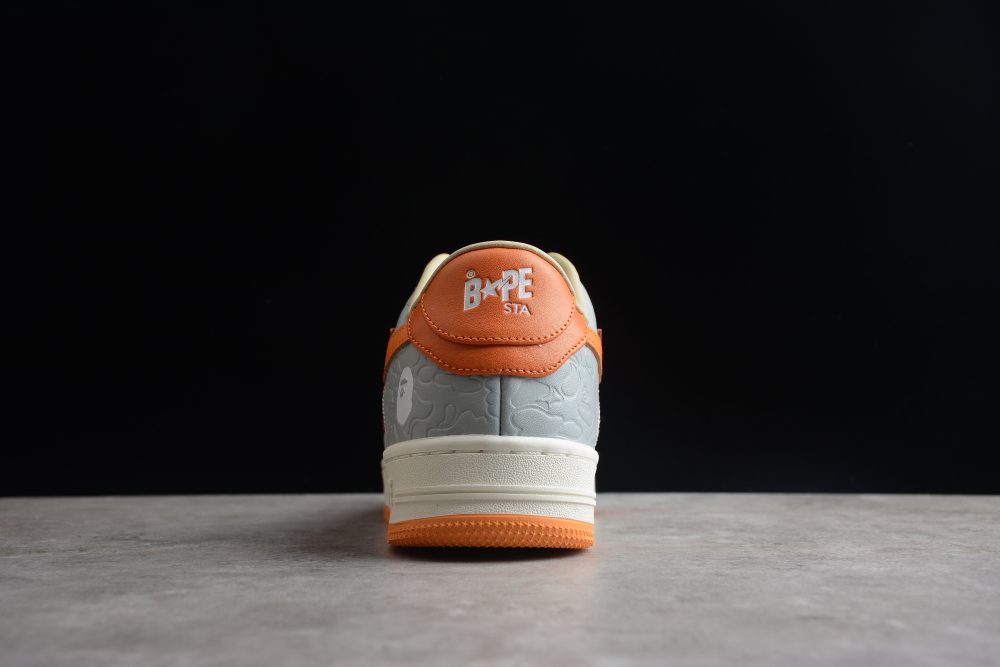 Bape Sta Low-Top Orange And Grey Sneakers