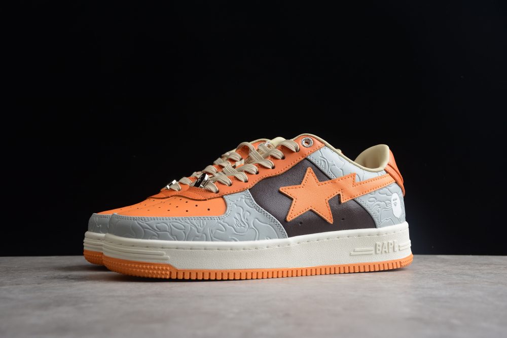 Bape Sta Low-Top Orange And Grey Sneakers