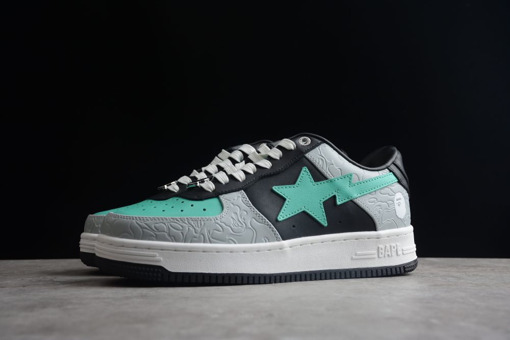 Bape Sta Low-Top Aqua And Grey Sneakers