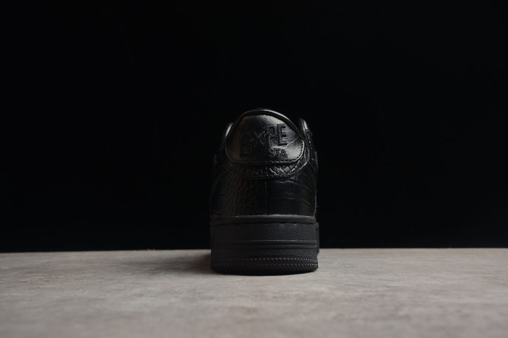 Bape Sta Low-Top Black Croc-Embossed Sneakers