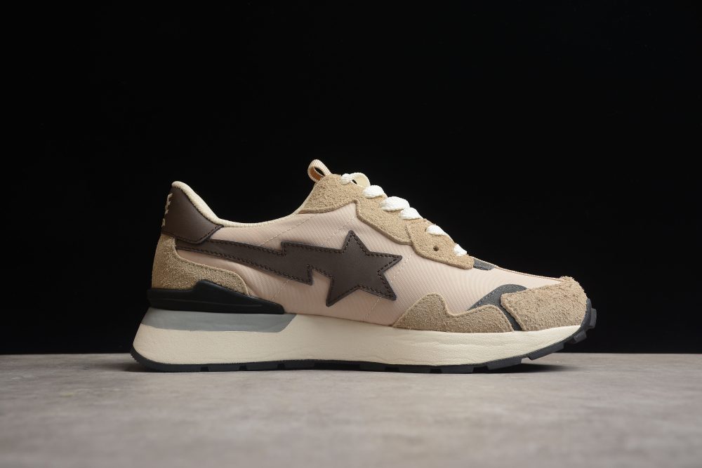 Bape Sta Retro Runner Beige And Brown Sneakers