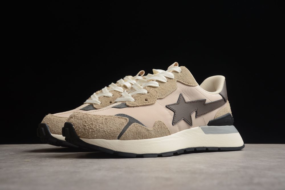 Bape Sta Retro Runner Beige And Brown Sneakers