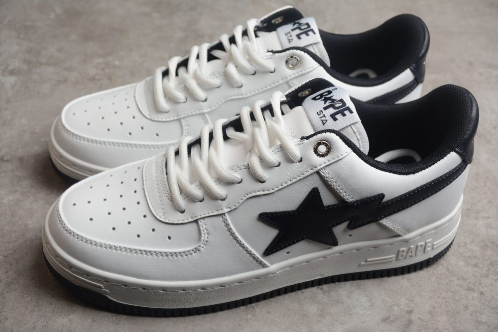 Bape Sta Low-Top White And Black Sneakers