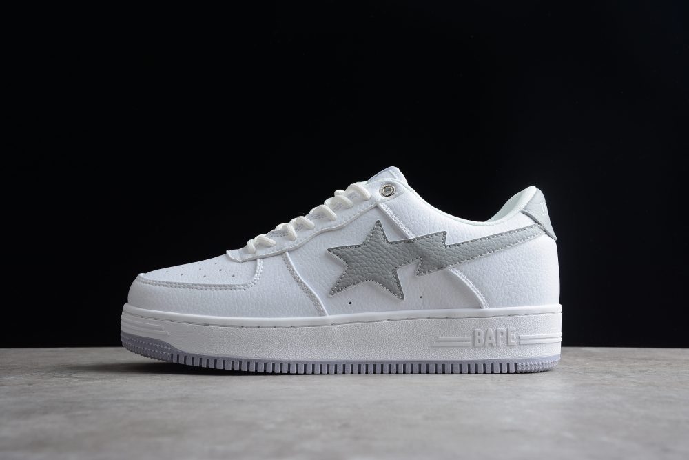 Bape Sta Low-Top Sneakers In White And Gray