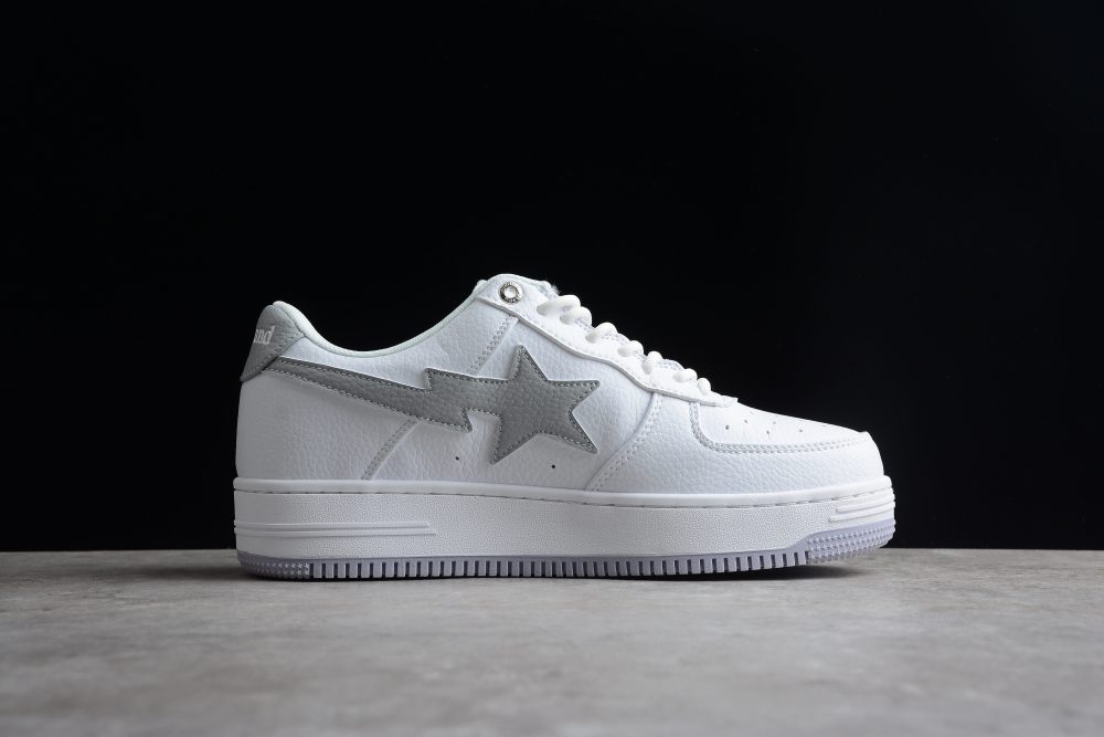 Bape Sta Low-Top Sneakers In White And Gray