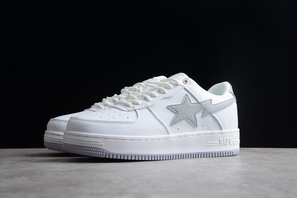 Bape Sta Low-Top Sneakers In White And Gray