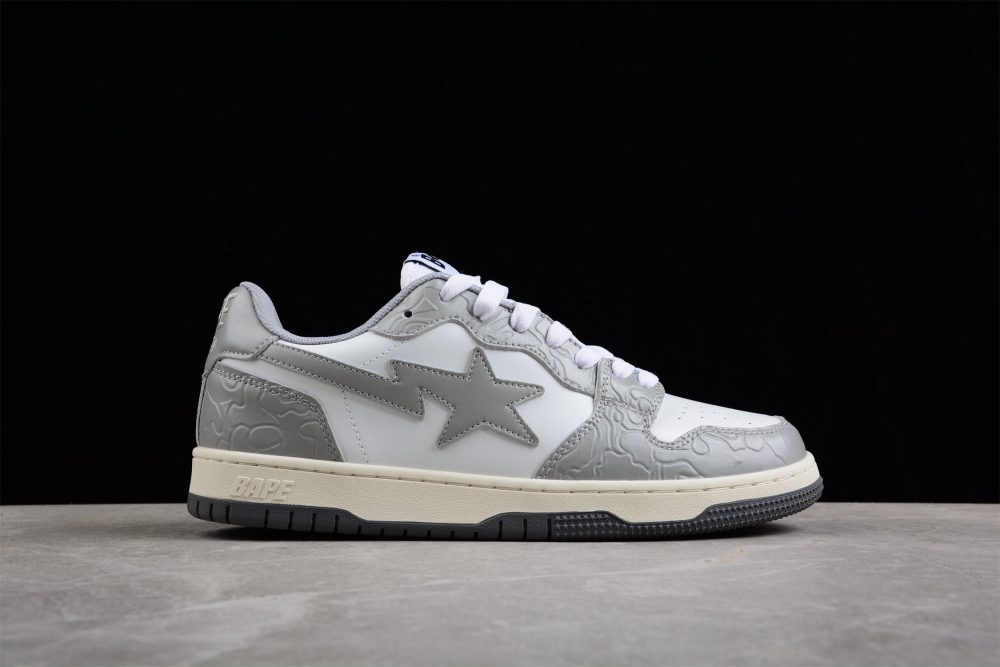 Bape Sta Low-Top Sneakers In White And Gray