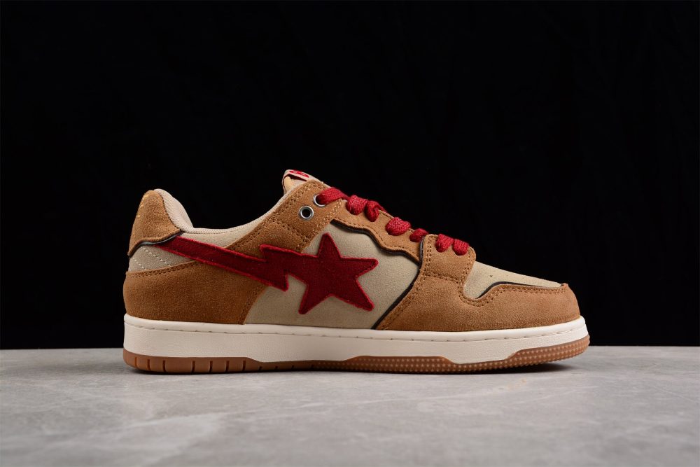 Bape Sta Low-Top Sneakers In Red And Brown