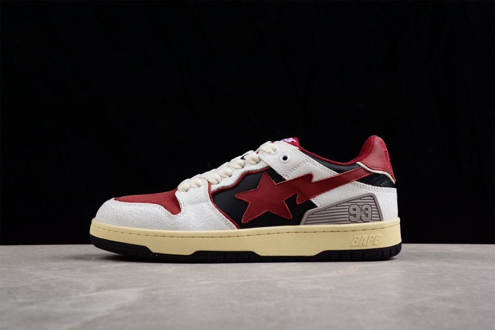 Bape Sta Low Top Sneakers In Red, White, And Black