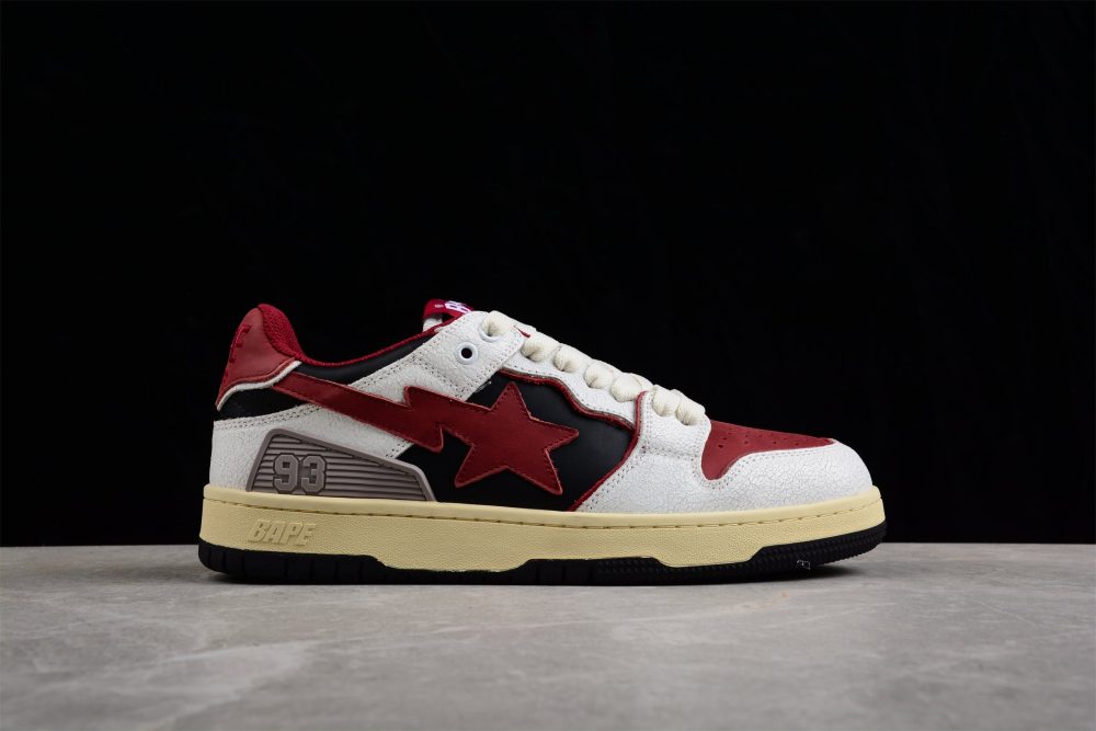 Bape Sta Low Top Sneakers In Red, White, And Black