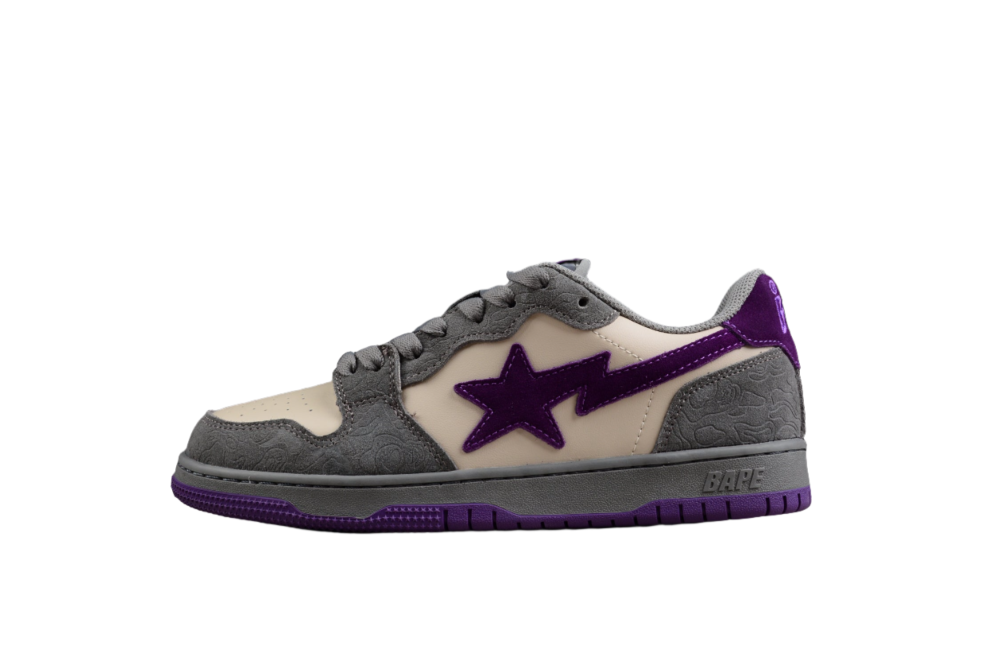 BAPE STA Low-Top Sneakers in Grey and Purple