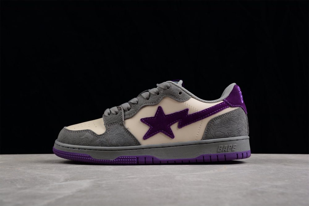 Bape Sta Low-Top Sneakers In Grey And Purple