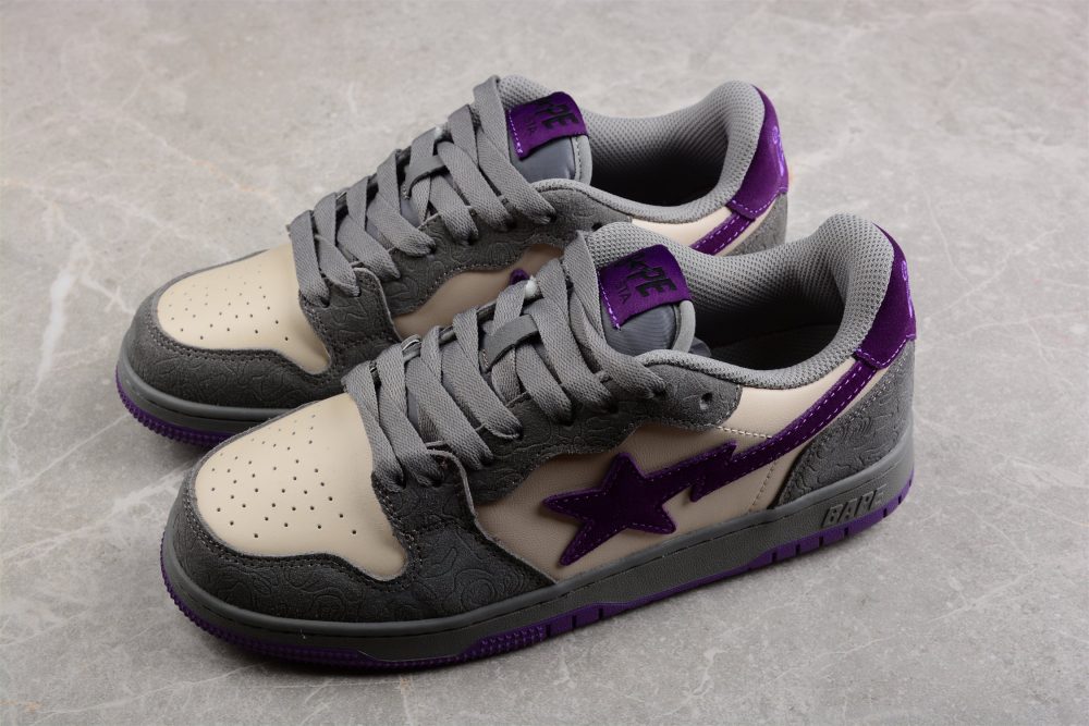 Bape Sta Low-Top Sneakers In Grey And Purple