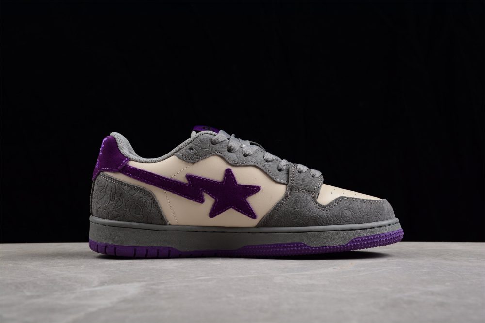 Bape Sta Low-Top Sneakers In Grey And Purple