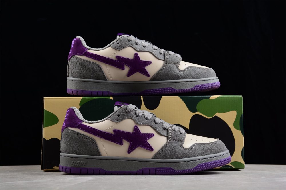 Bape Sta Low-Top Sneakers In Grey And Purple