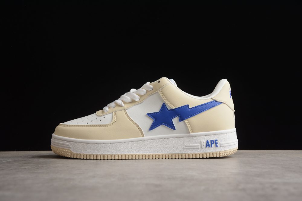 Bape Sta Low-Top Sneakers In Cream And Blue