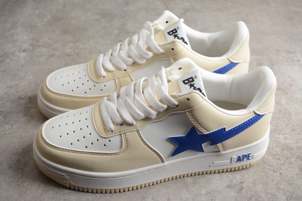 Bape Sta Low-Top Sneakers In Cream And Blue