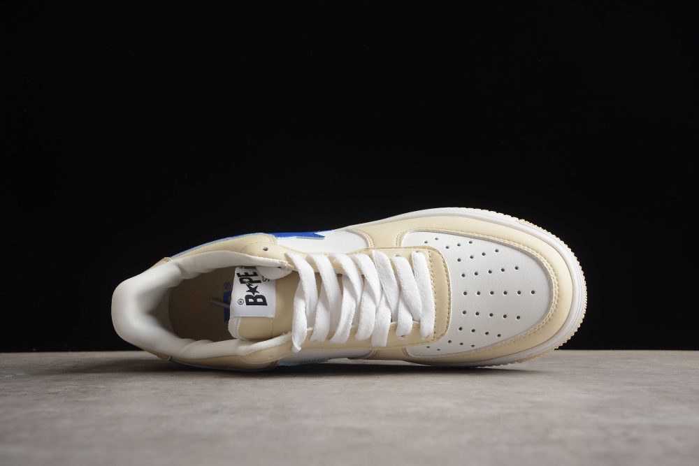 Bape Sta Low-Top Sneakers In Cream And Blue