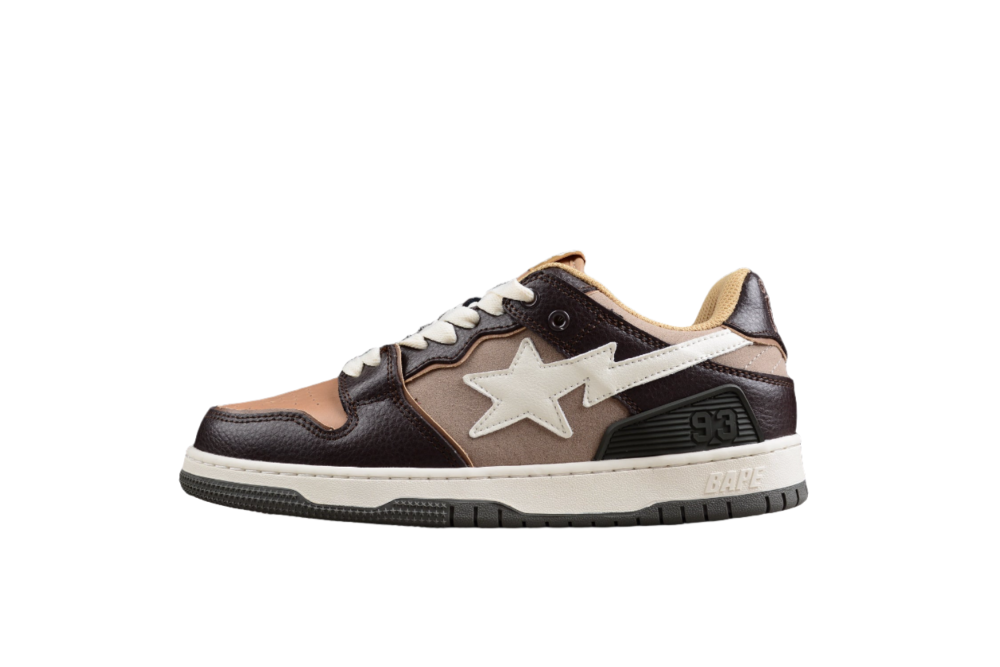 BAPE STA Low-Top Sneakers in Brown and Beige