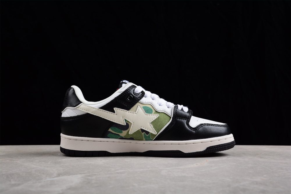 Bape Sta Low-Top Sneakers In Black, White, And Camo