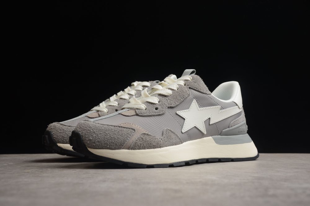 Bape Sta Runner Sneakers In Grey And White