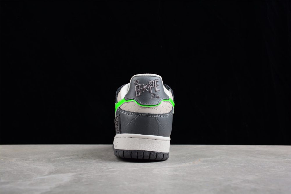 Bape Sta Low-Top Sneakers In Grey And Neon Green