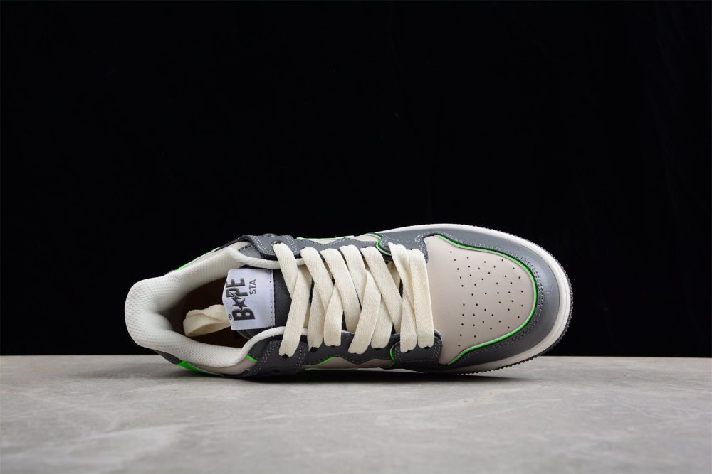 Bape Sta Low-Top Sneakers In Grey And Neon Green