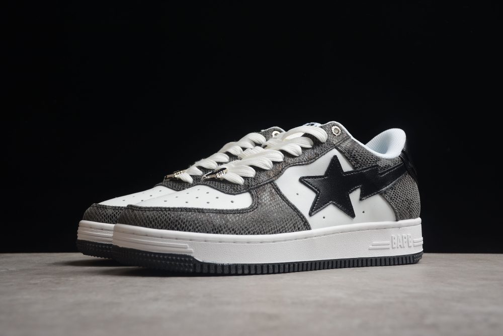 Bape Sta Low-Top Sneakers With Black Snakeskin Pattern