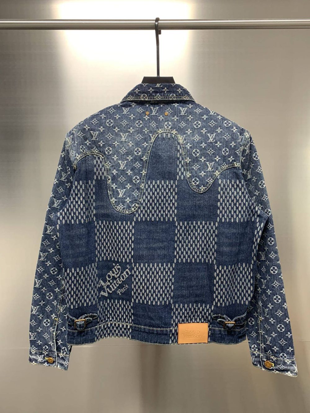 Louis Vuitton Classic Logo printed all over patchwork denim jacket