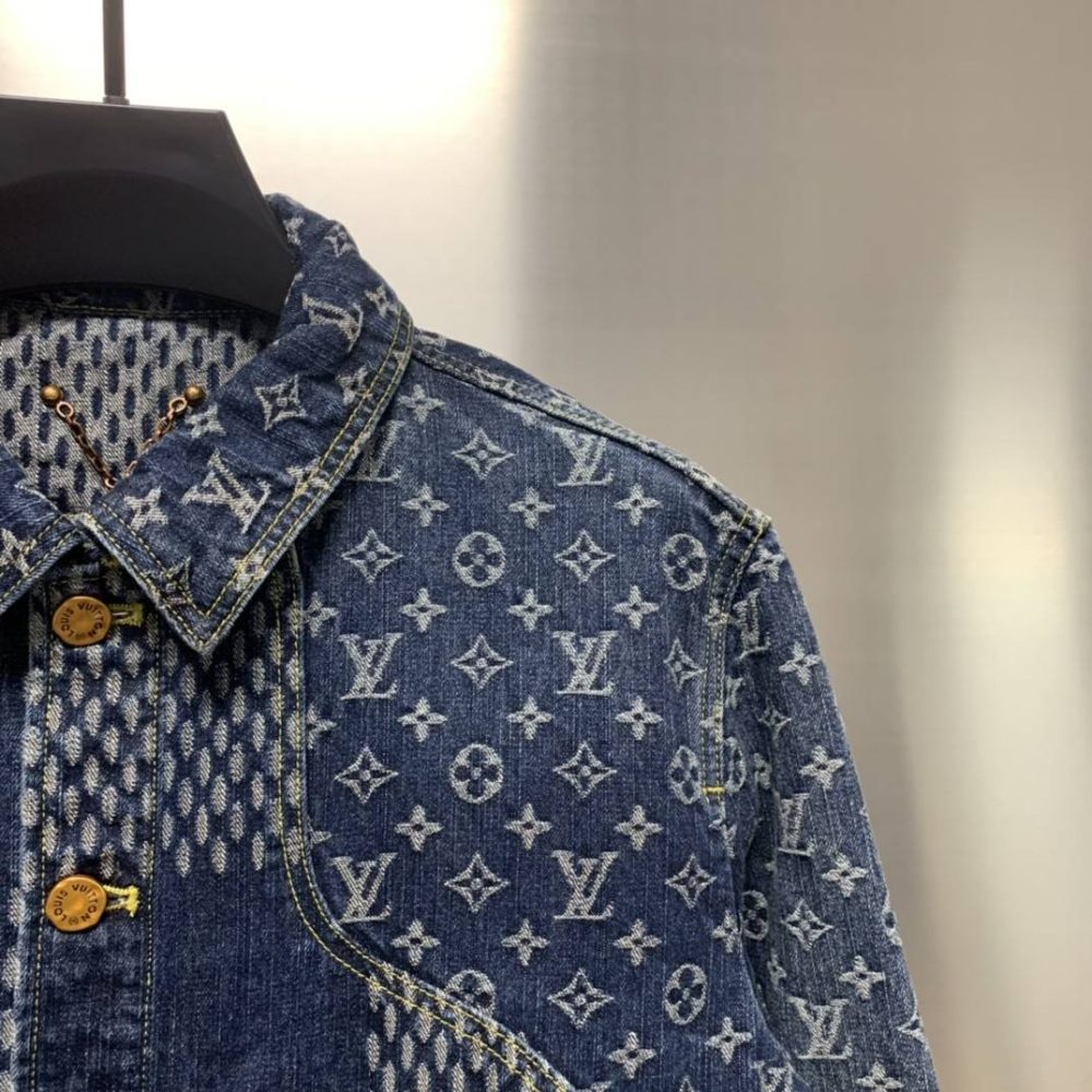 Louis Vuitton Classic Logo printed all over patchwork denim jacket