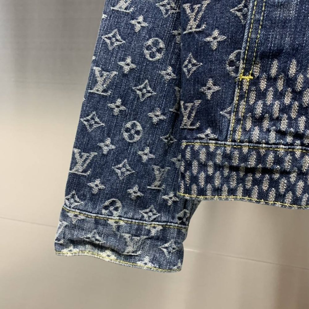 Louis Vuitton Classic Logo printed all over patchwork denim jacket