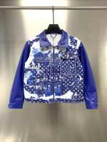 Louis Vuitton silk scarf print denim jacket