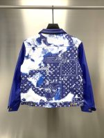 Louis Vuitton silk scarf print denim jacket