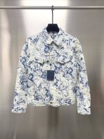 Louis Vuitton Floral jacquard fringed denim jacket