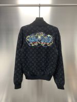 Louis Vuitton graffiti jacquard knit zipped jacket