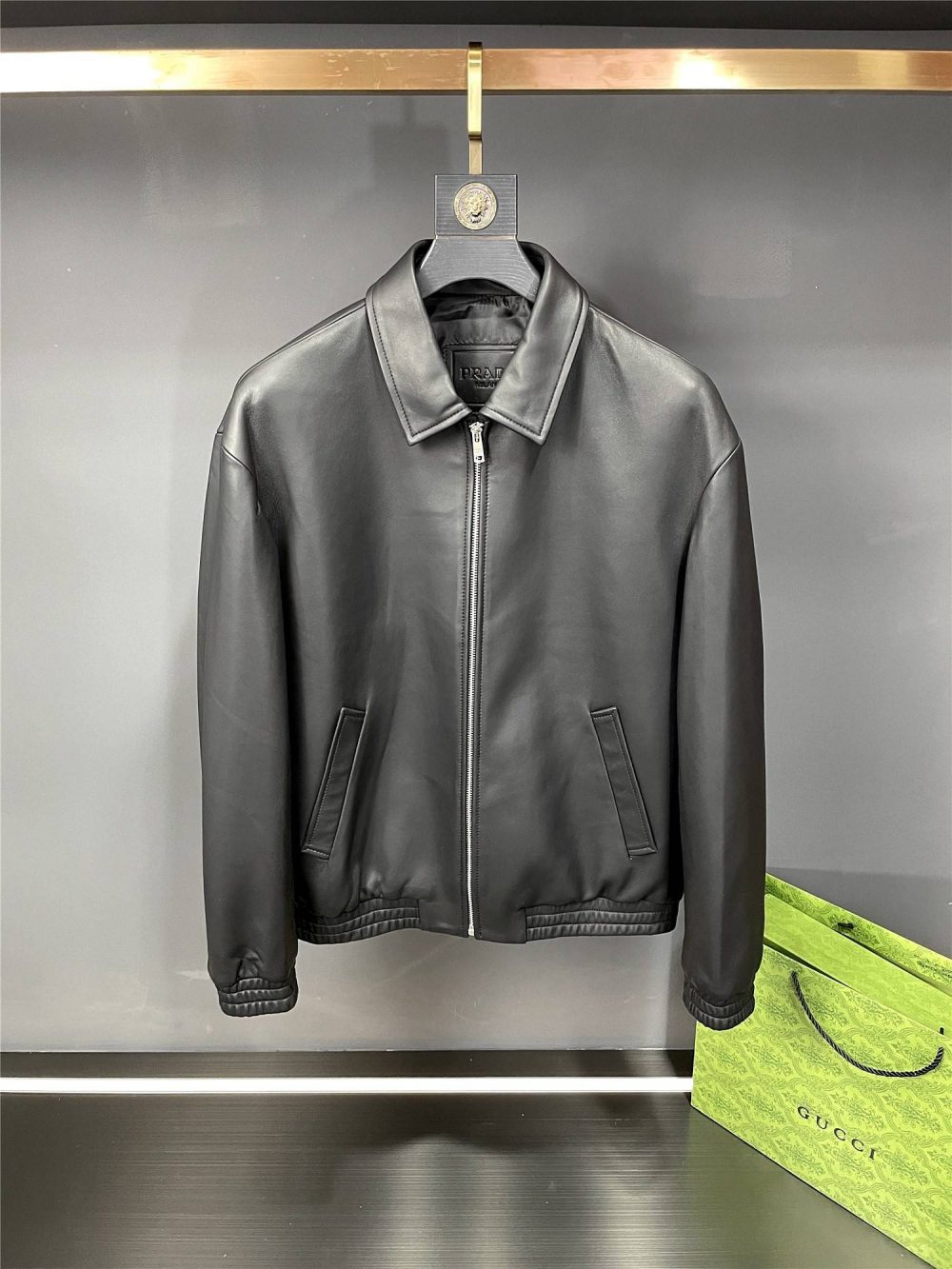 Prada Paris catwalk style leather jacket