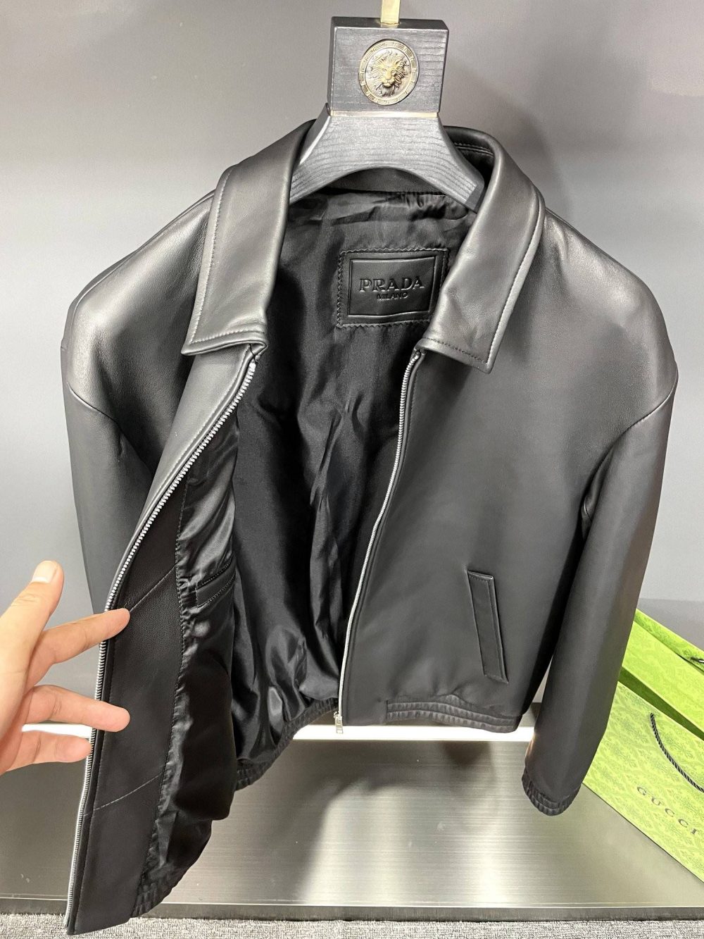 Prada Paris catwalk style leather jacket