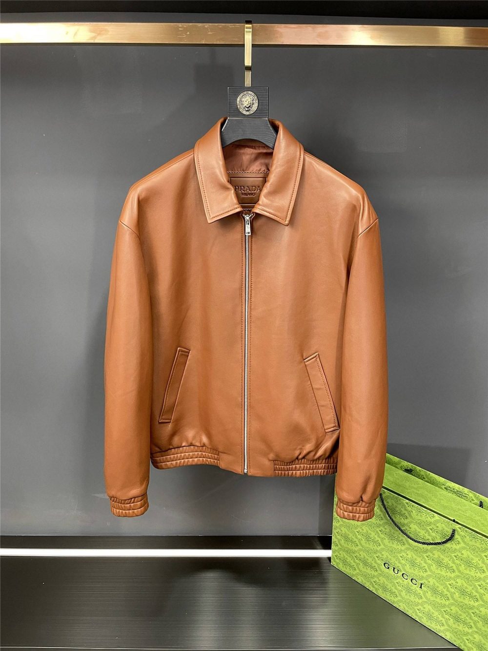 Prada Paris catwalk style leather jacket